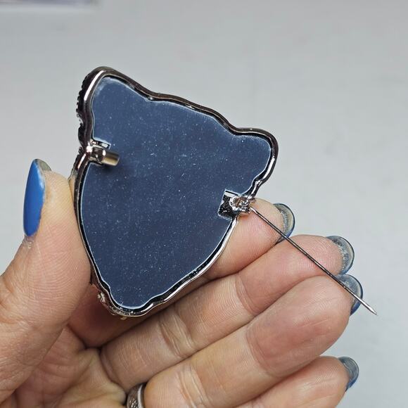 Crystal‎ Tiger Rhinestones New Brouch in Silver n Black Metal. Mob wife. … - Picture 10 of 12